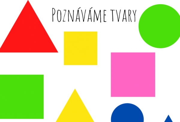 Poznáváme tvary - na obrázku jsou kruhy, čtverce a trojúhelníky v základních barvách