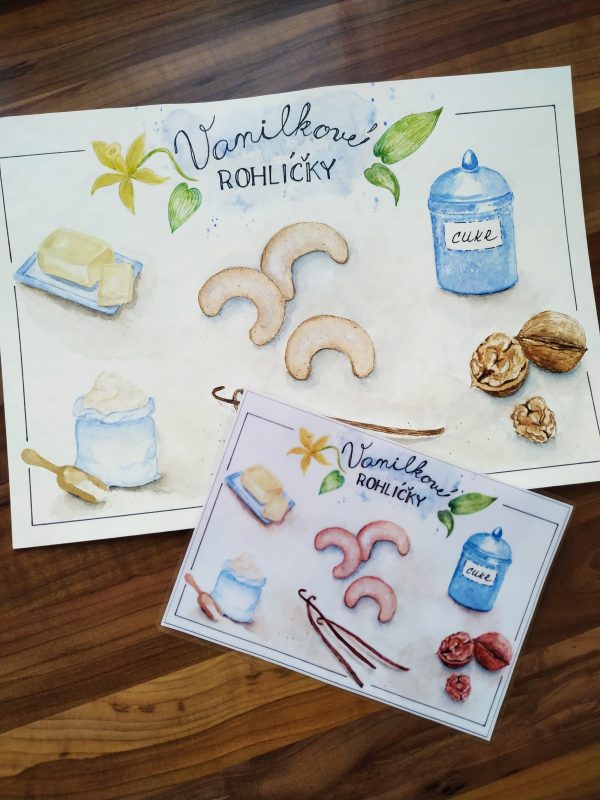 Malovaný recept na vanilkové rohlíčky