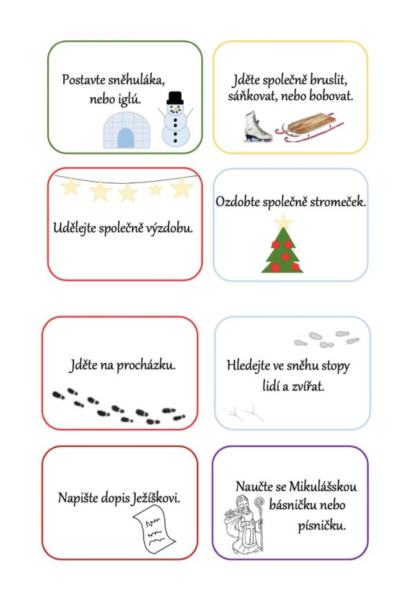 zimní, zima, adventní, advent, kartička, karta, tipy, aktivity
