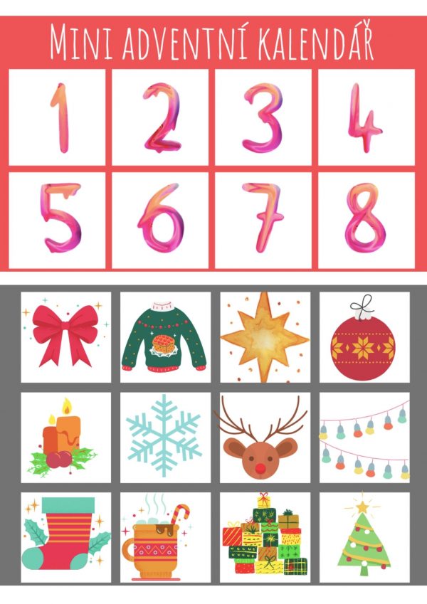 mini, adventní, kalendář, pro děti, Vánoce, vánoční, ozdoby, advent
