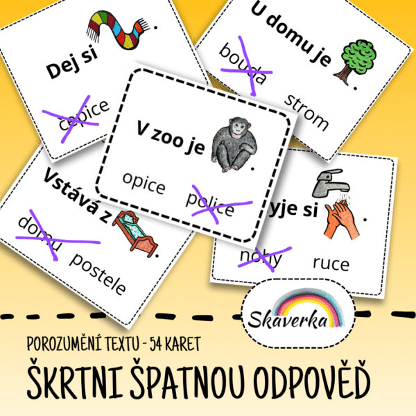 škrtni špatnou odpověď, čtení s porozuměním